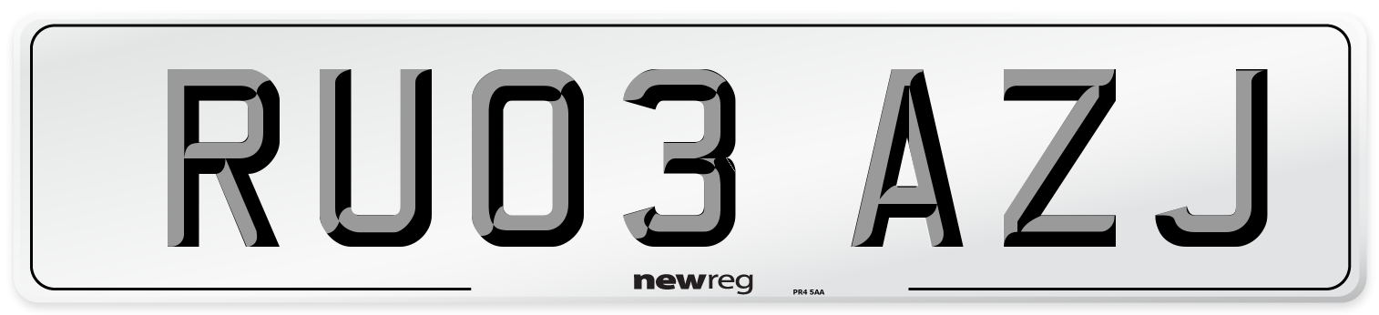 RU03 AZJ Number Plate from New Reg
